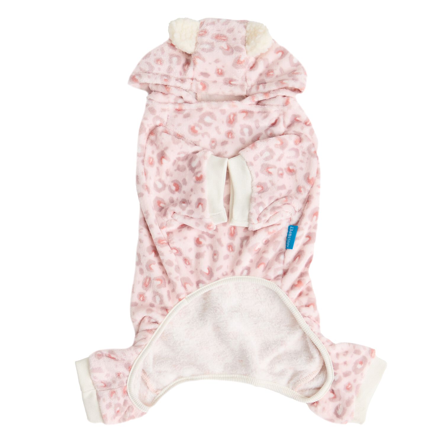 Aristopet Animal Print Dog Pajamas Onesie With Cute Ears On Hood, Extra Small