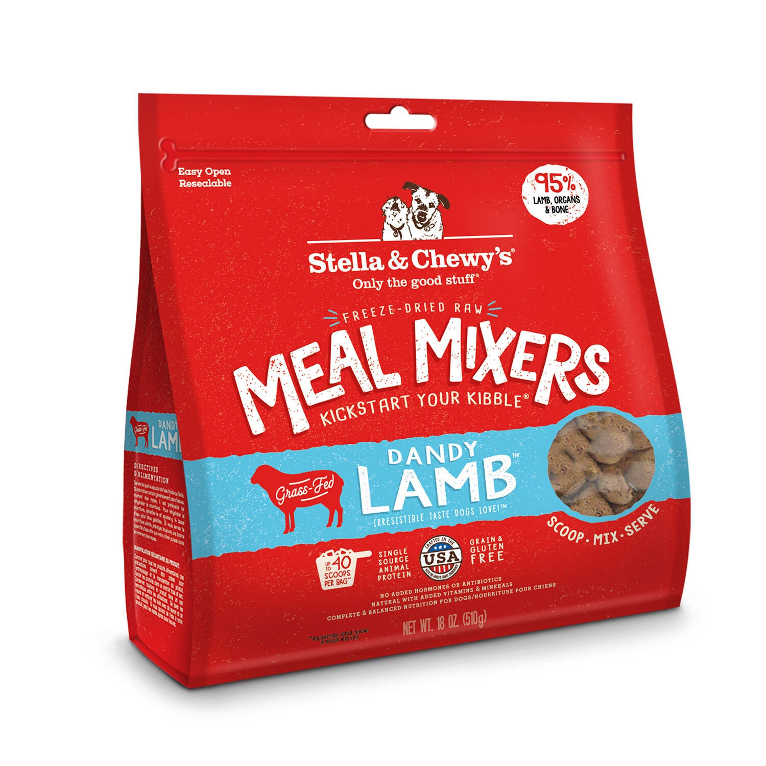 Stella & Chewy's Freeze-Dried Raw Meal Mixers Dog Food Topper, Dandy Lamb Recipe