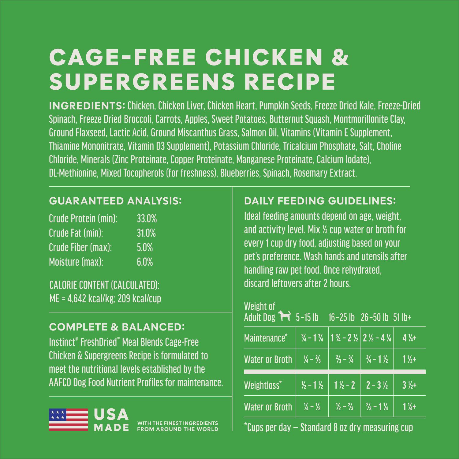 Instinct Freshdried Meal Blends Freeze-Dried Raw Dog Food, Chicken & Supergreens Blend, 23-Oz Bag