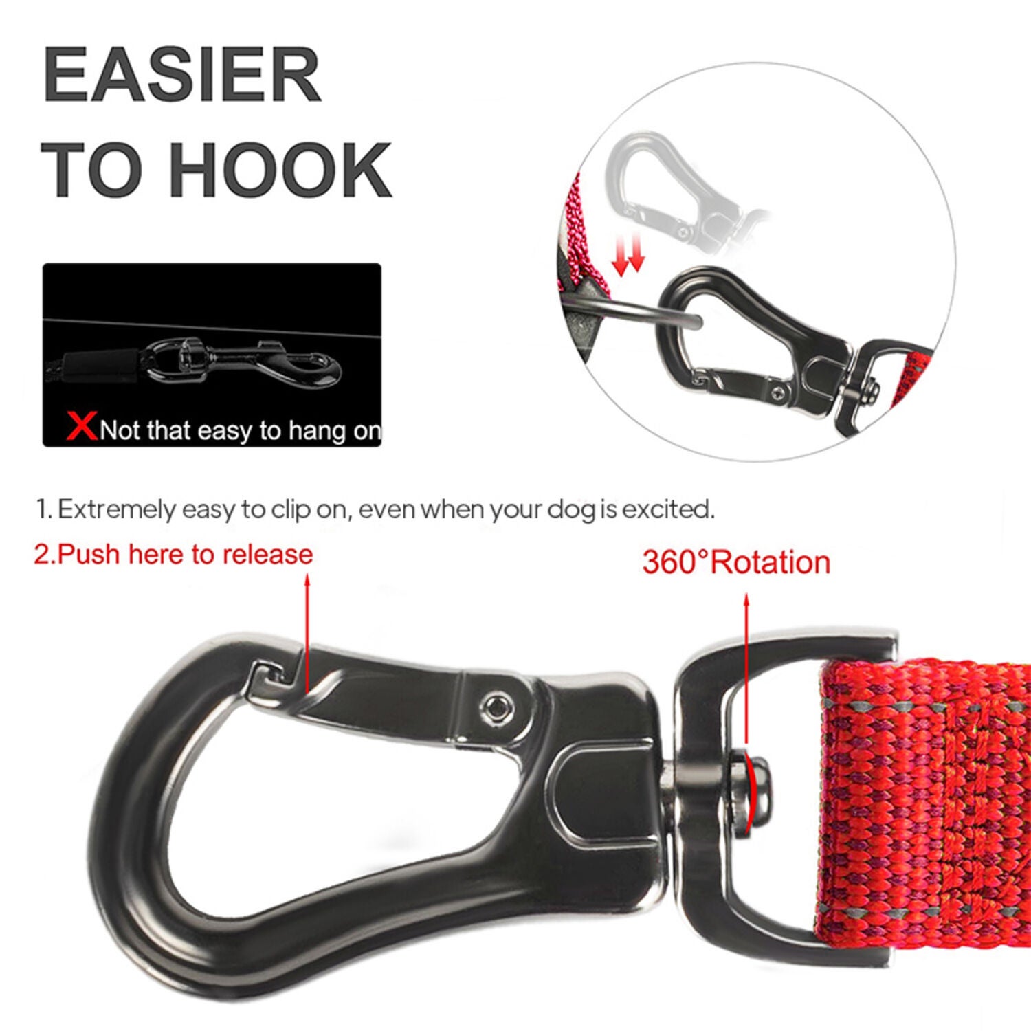 Fida Pet 6 In 1 Multi-Functional Dog Leash, Red