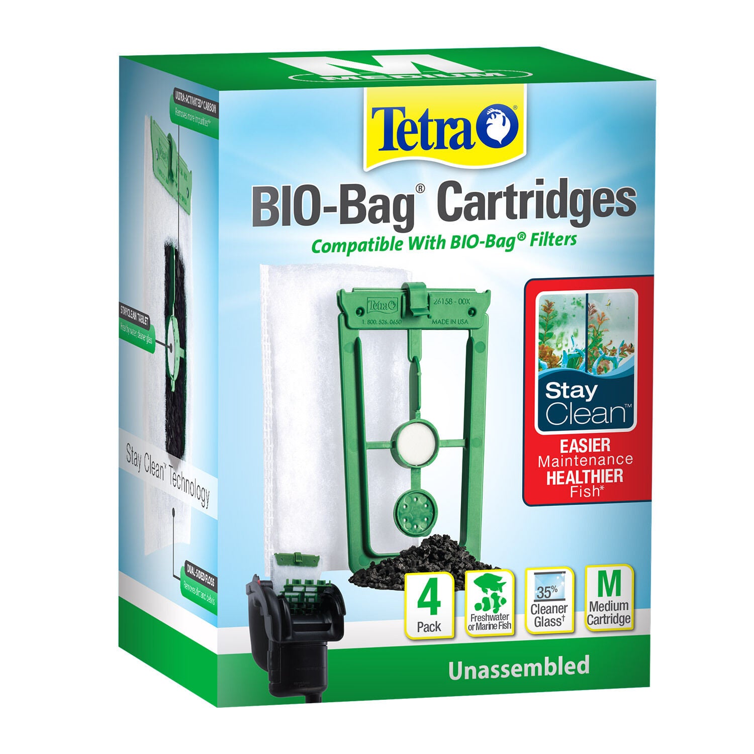 Bio-Bag Replacement Filter Cartridges With Stay Clean Technology 4Pk