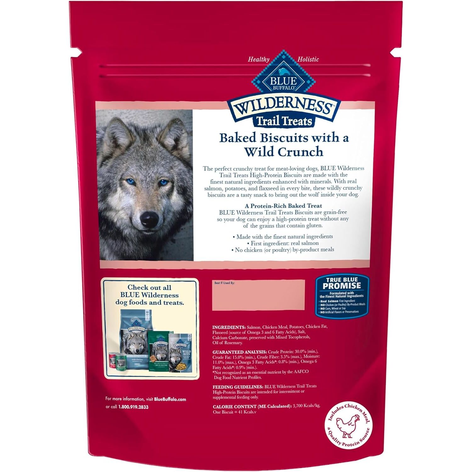 Blue Buffalo Wilderness Trail Treats Grain-Free Biscuits Salmon Recipe Dog Treats, 10-Oz Bag