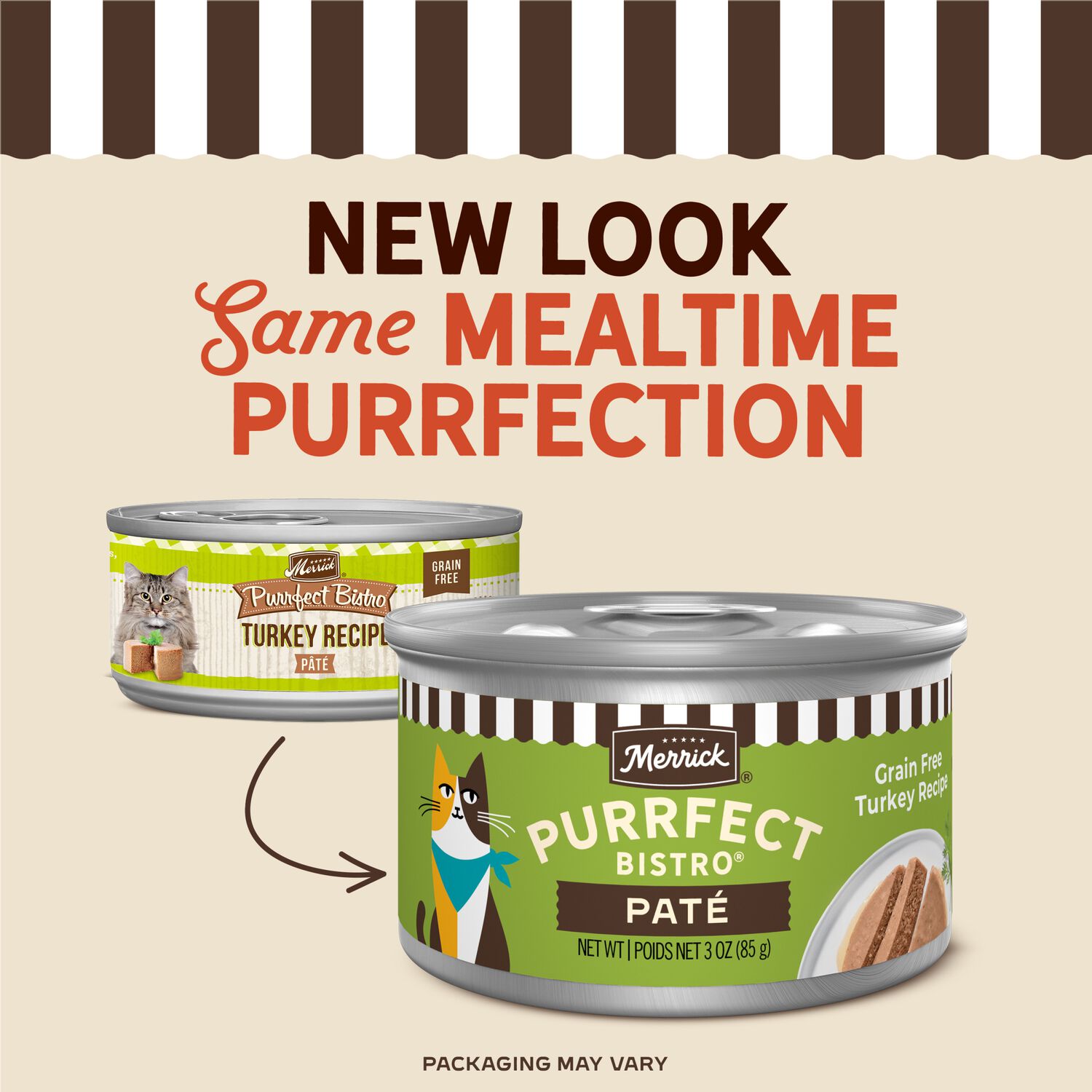 Merrick Purrfect Bistro Grain Free Premium Soft Canned Pate Adult Wet Cat Food, High Protein Turkey Recipe, 3-Oz Can