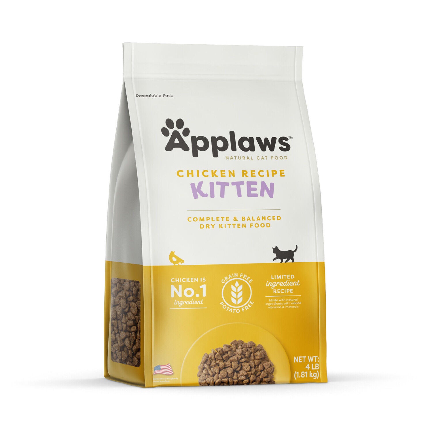 Applaws&trade; Natural Kitten Dry Cat Food Chicken Recipe, 4-Lb