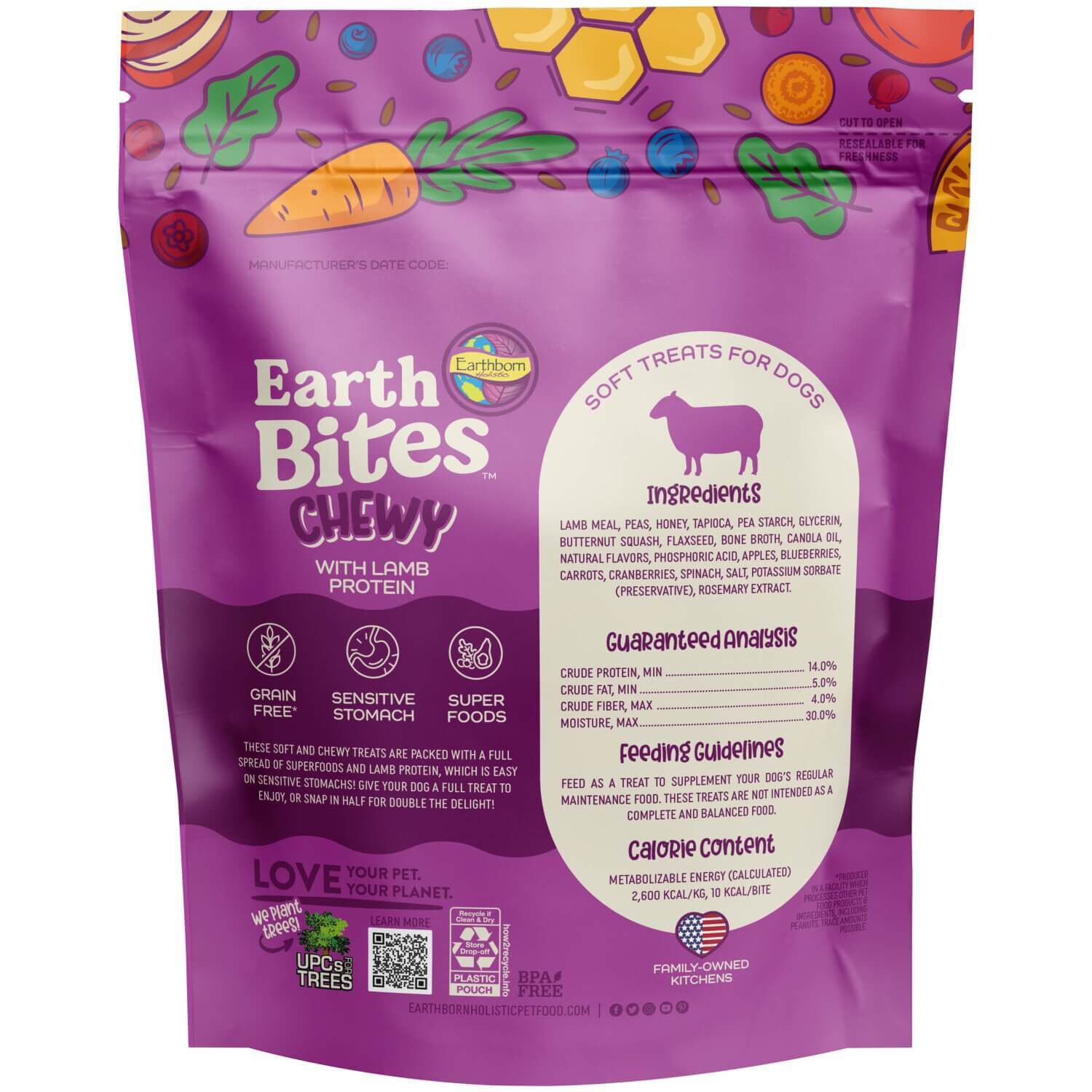 Earthborn Holistic Earthbites Chewy Soft Dog Treats With Lamb Protein, 7-Oz Can