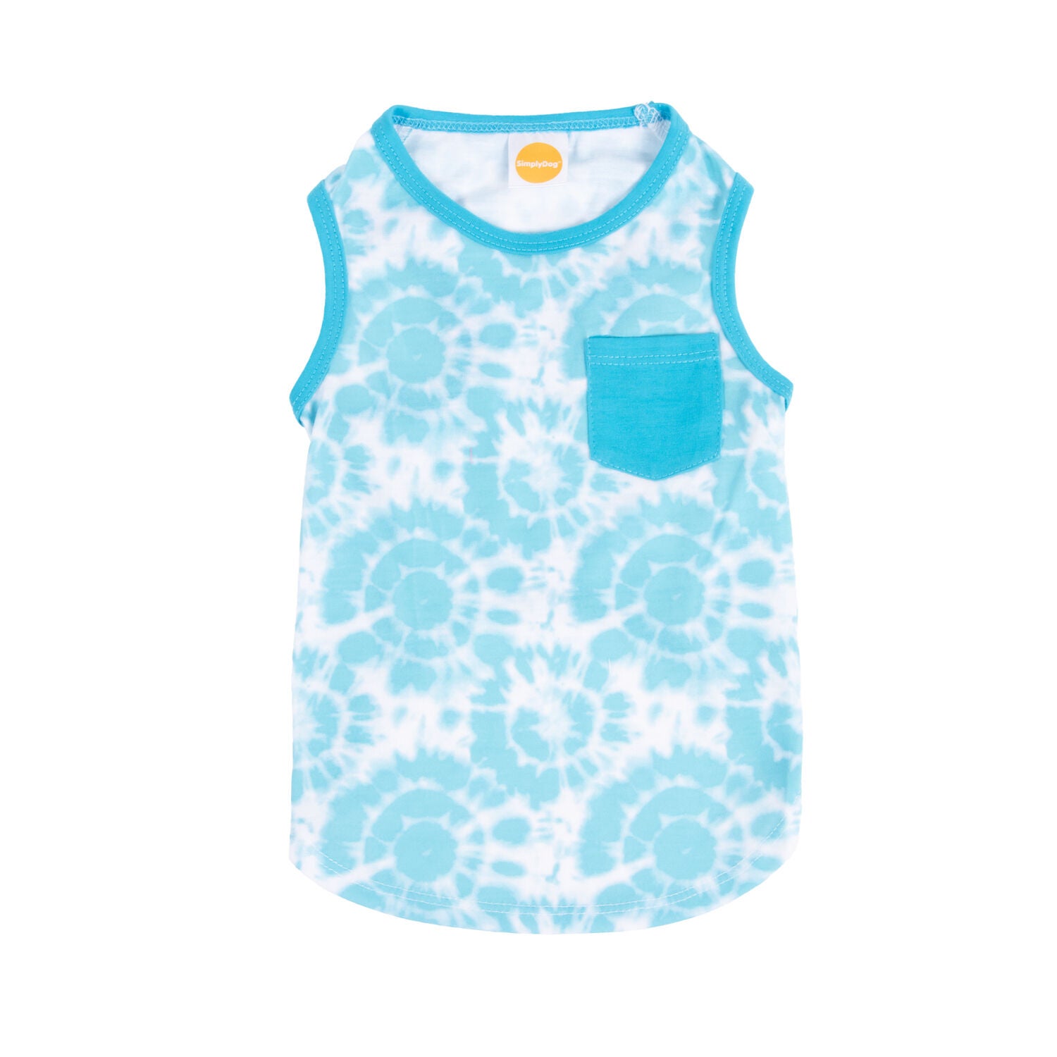 Bailey & Bella Blue Tie Dye Pocket Tank Dog Shirt, Extra Large