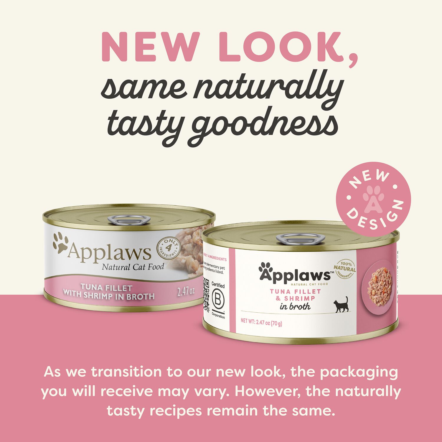 Applaws&trade; Natural Wet Cat Food, Tuna Fillet & Shrimp In Broth, 2.47-Oz Pack Of 24