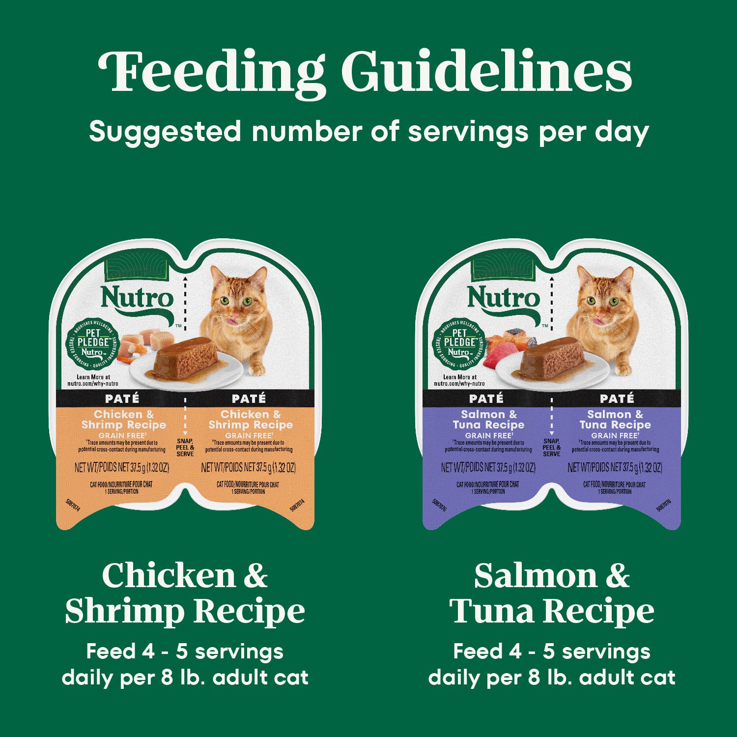 Nutro Perfect Portions Pate Adult Wet Cat Food Variety Pack, Chicken & Shrimp + Salmon & Tuna, 2.64-Oz 12 Twin Pack Trays