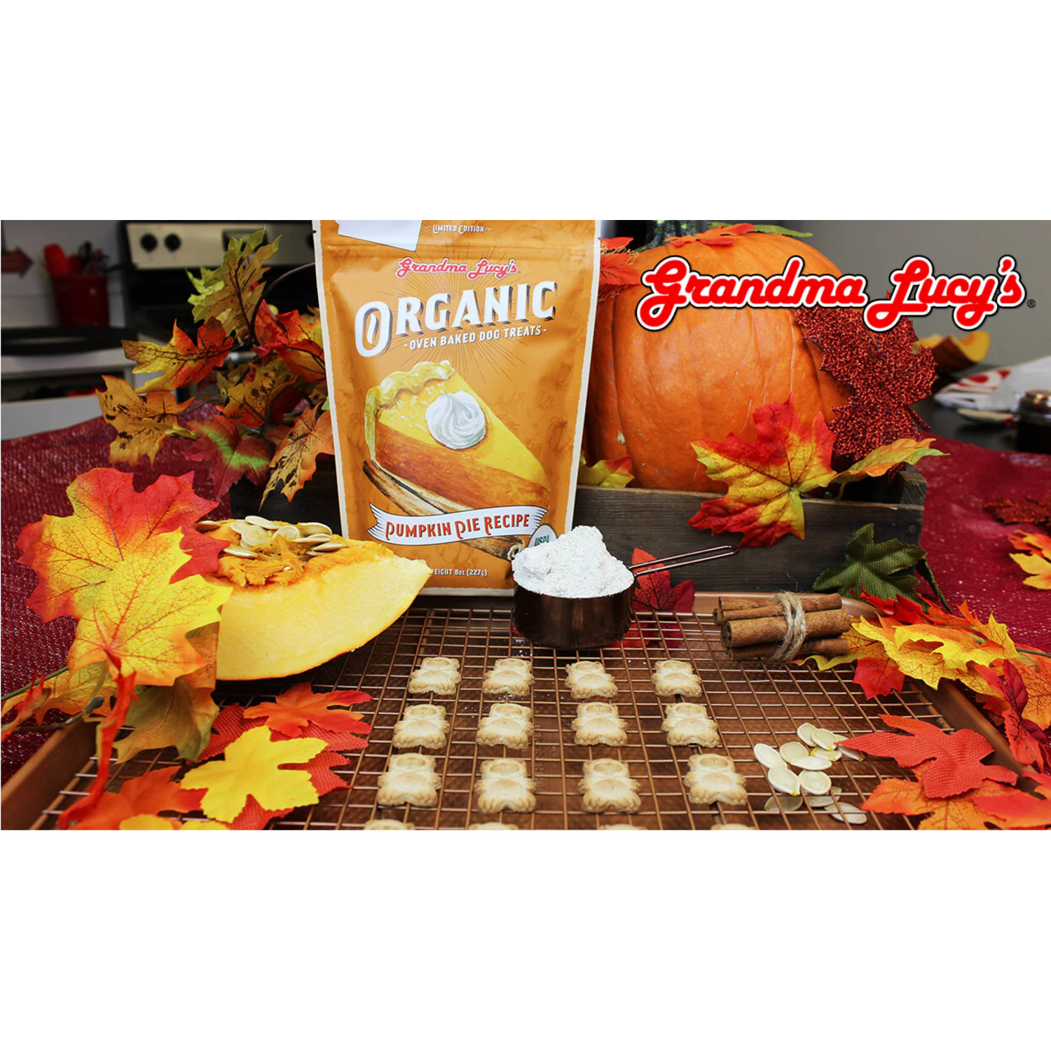 Grandma Lucys Organic Baked Dog Treats, Pumpkin Pie Recipe 8Oz