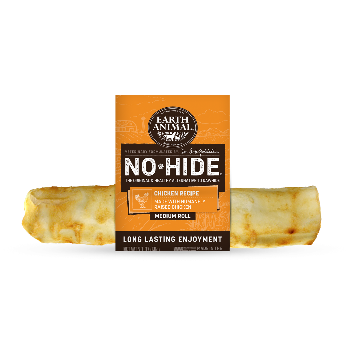 Earth Animal No-Hide Rawhide Alternative Chicken Recipe Medium Dog Chew Treat, 7"