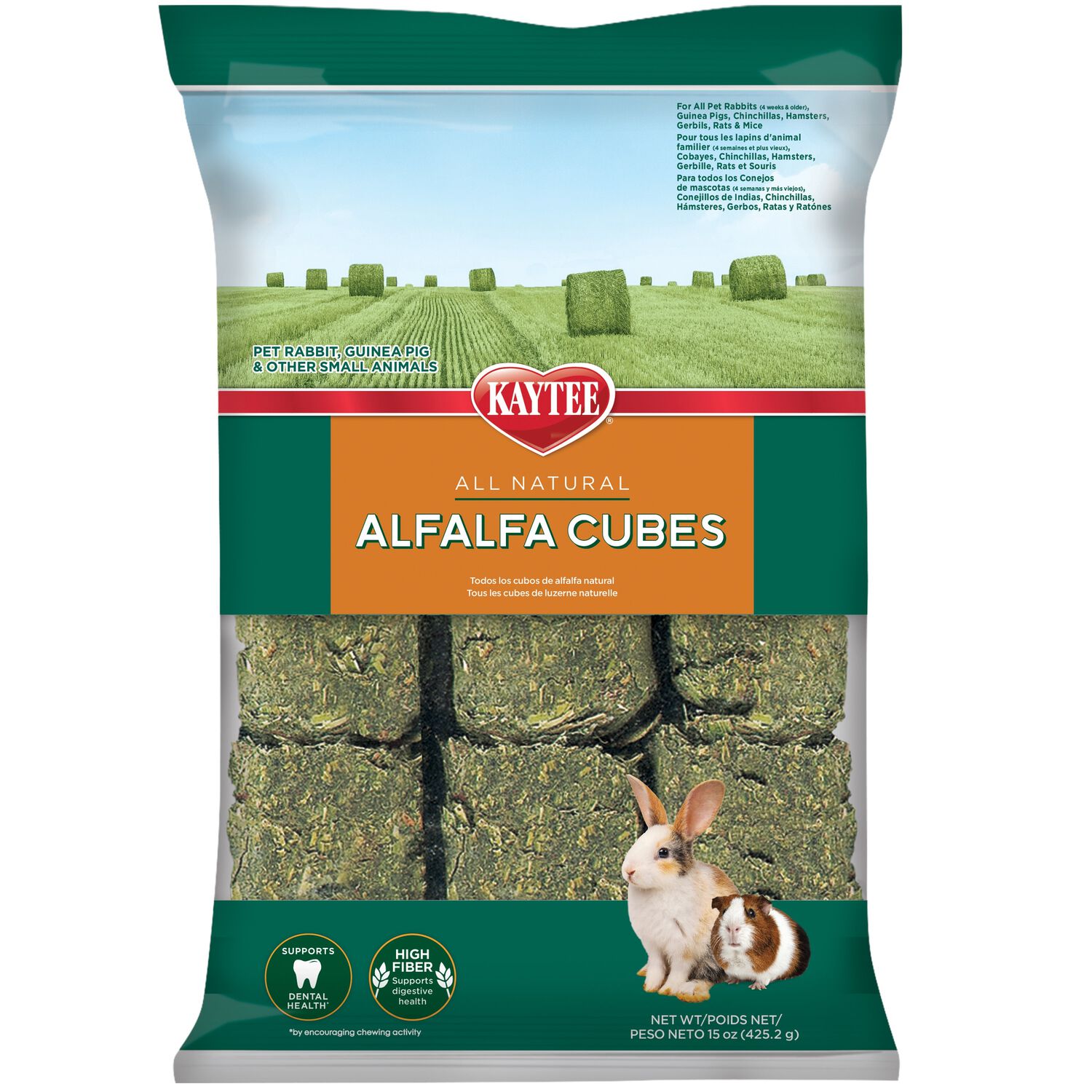 Kaytee Natural Alfalfa Cubes Small Animal Treats, 15-Oz