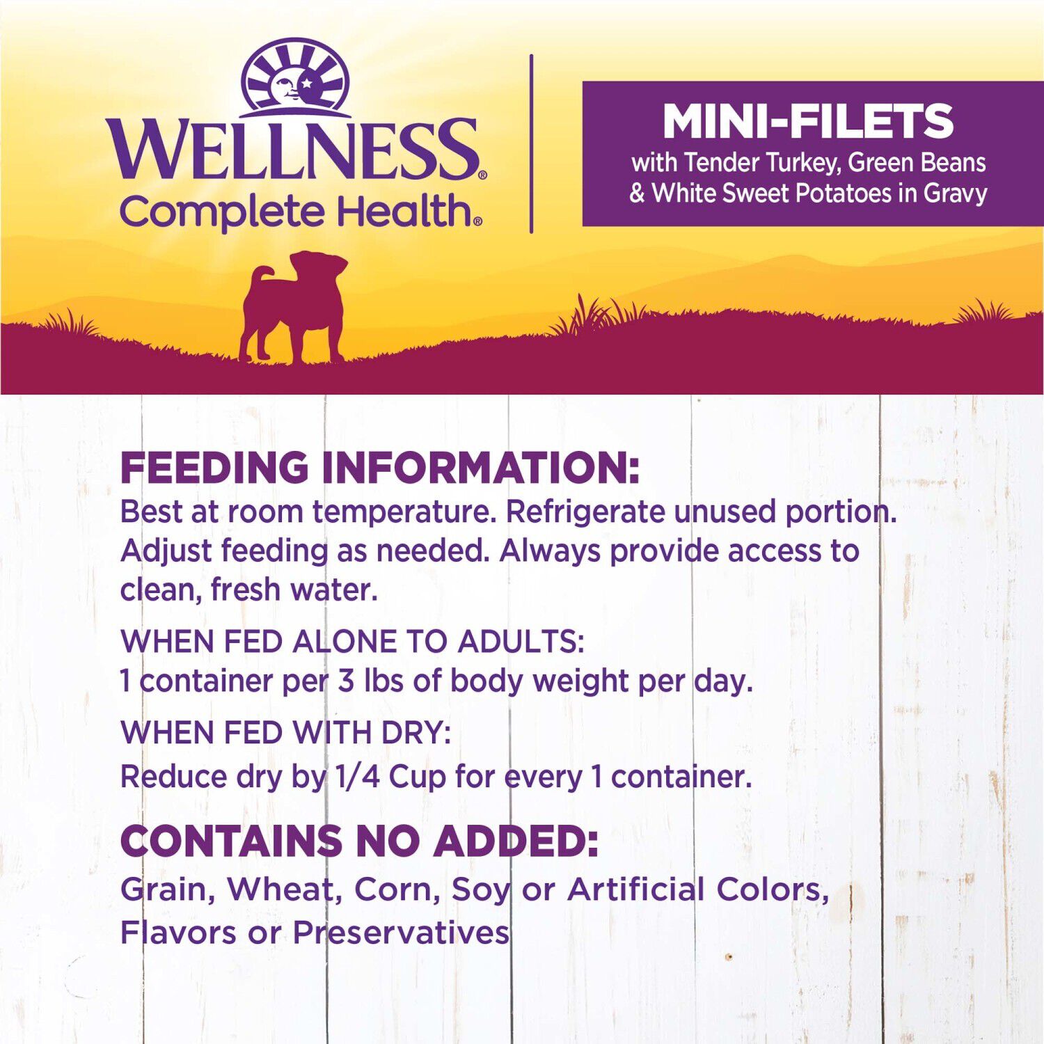 Wellness Petite Entr&eacute;es Mini-Filets Small Breed Wet Dog Food With Tender Turkey, Green Beans & White Sweet Potatoes In Gravy, 3-Ounce Cup
