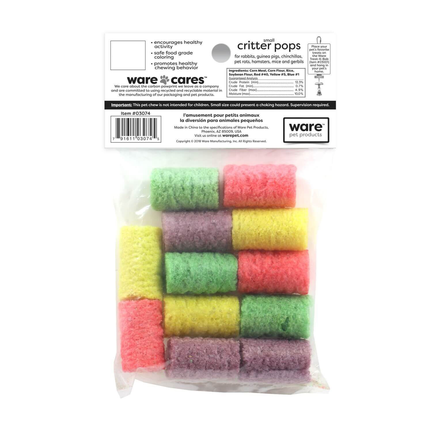 Ware Pet Products Critter Pops, Sm / Rice Pops For Small Animals