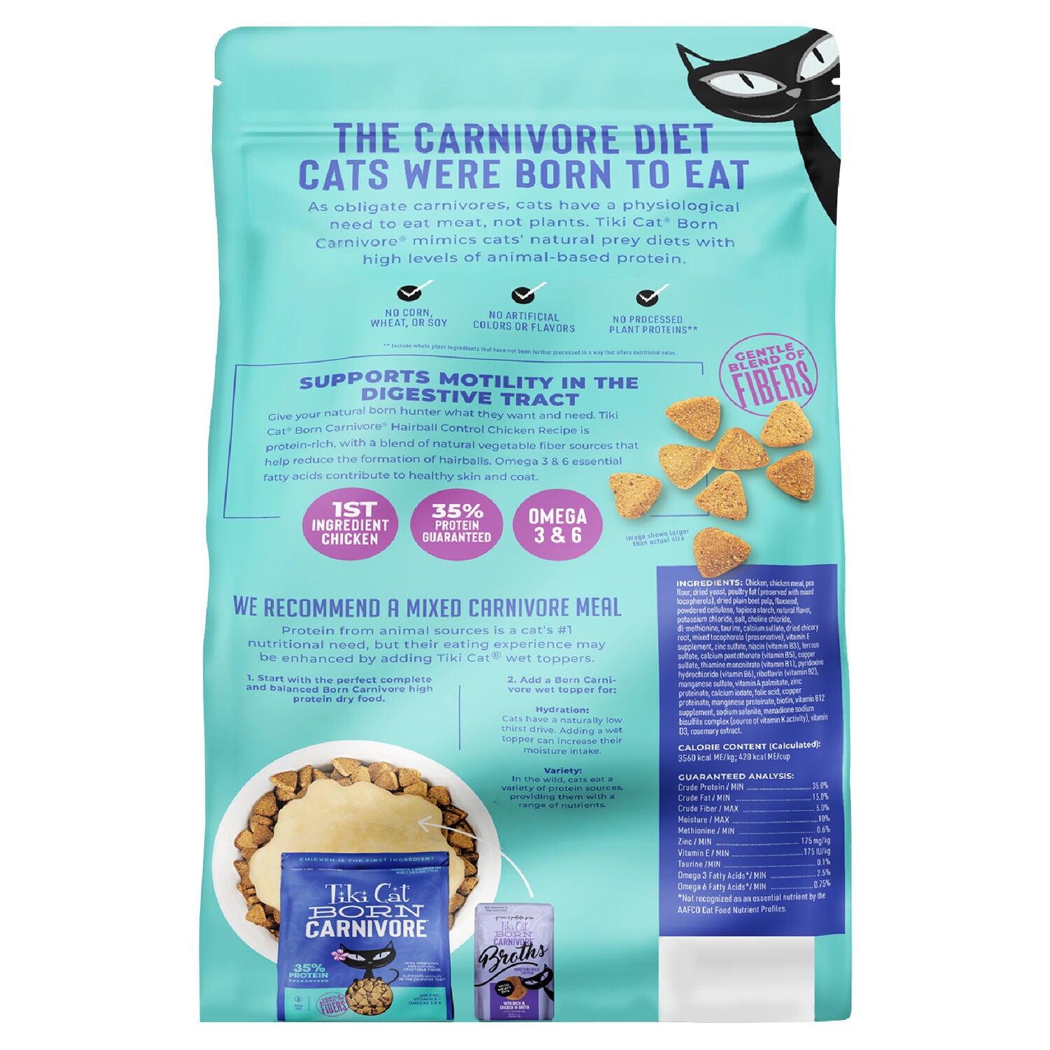 Tiki Cat Born Carnivore Dry Cat Food, Hairball Control, Chicken Recipe, 3-Lb Bag