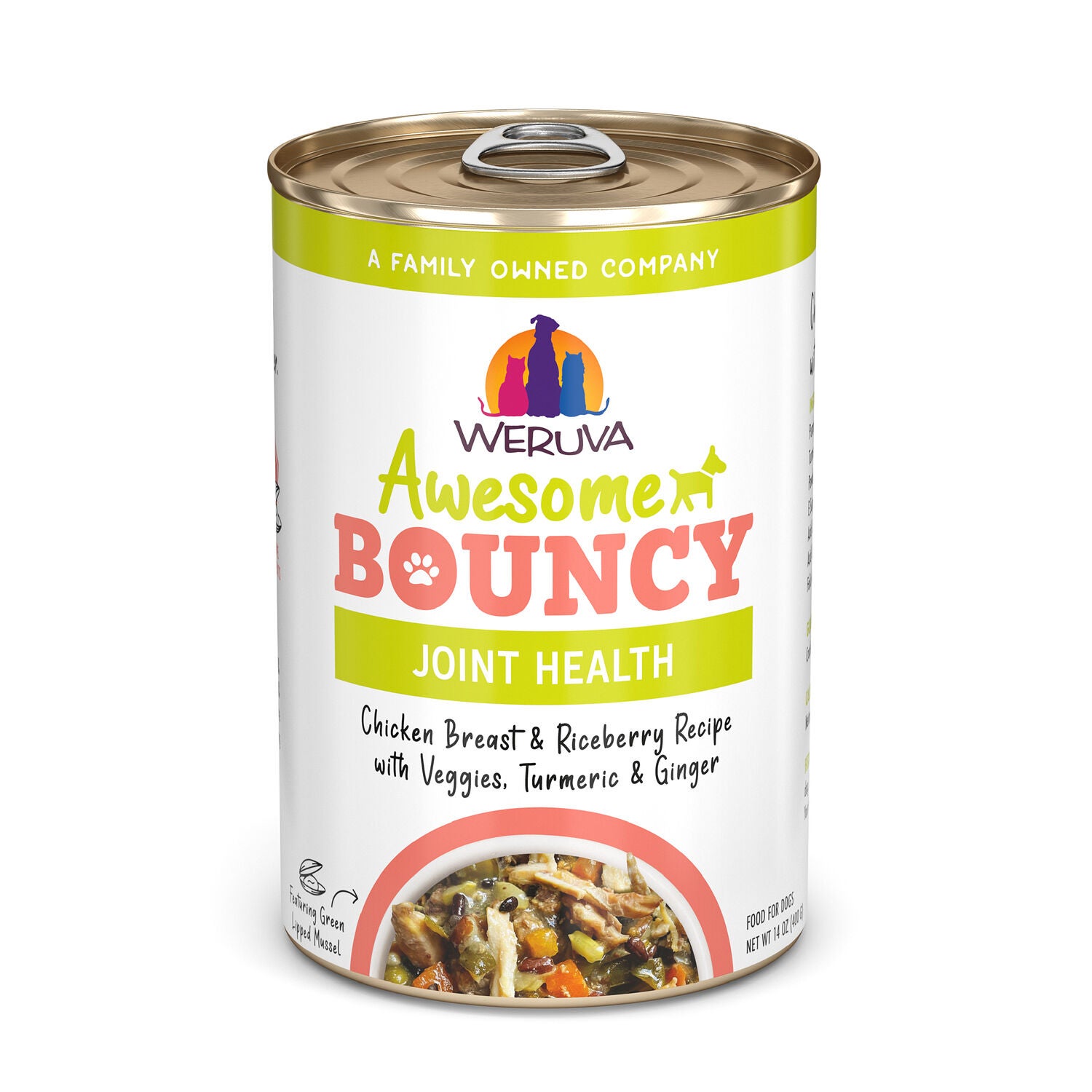 Weruva Awesome Bouncy Chicken Breast And Riceberry Recipe With Veggies, Turmeric And Ginger Wet Dog Food, 6-Oz Pack Of 8