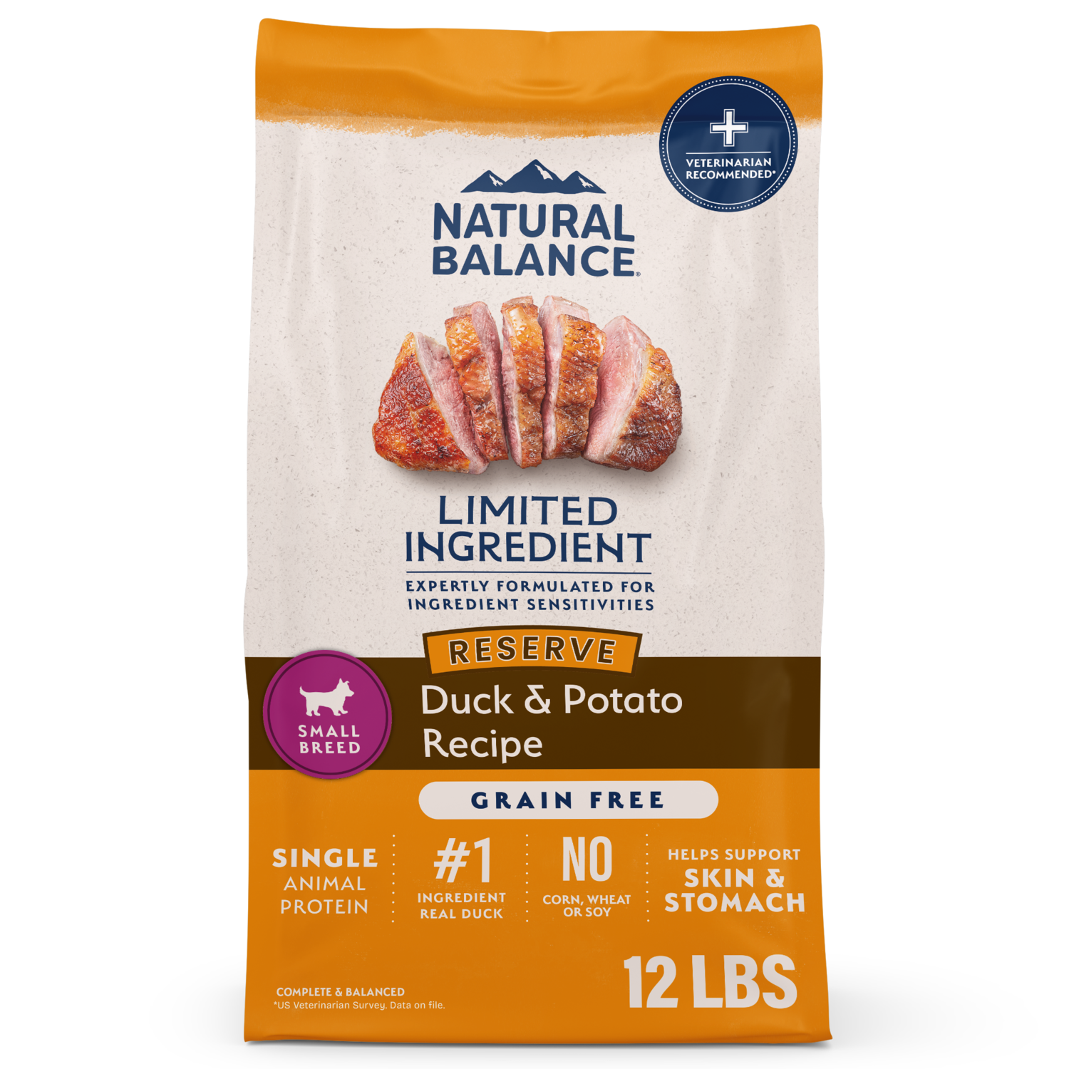 Natural Balance Limited Ingredient Small Breed Adult Grain Free Duck And Potato Recipe Dry Dog Food, 12-Lb Bag