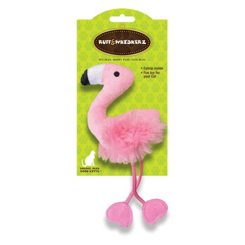 Ruff & Whiskerz Plush Flamingo With Catnip And Rope Legs Cat Toy