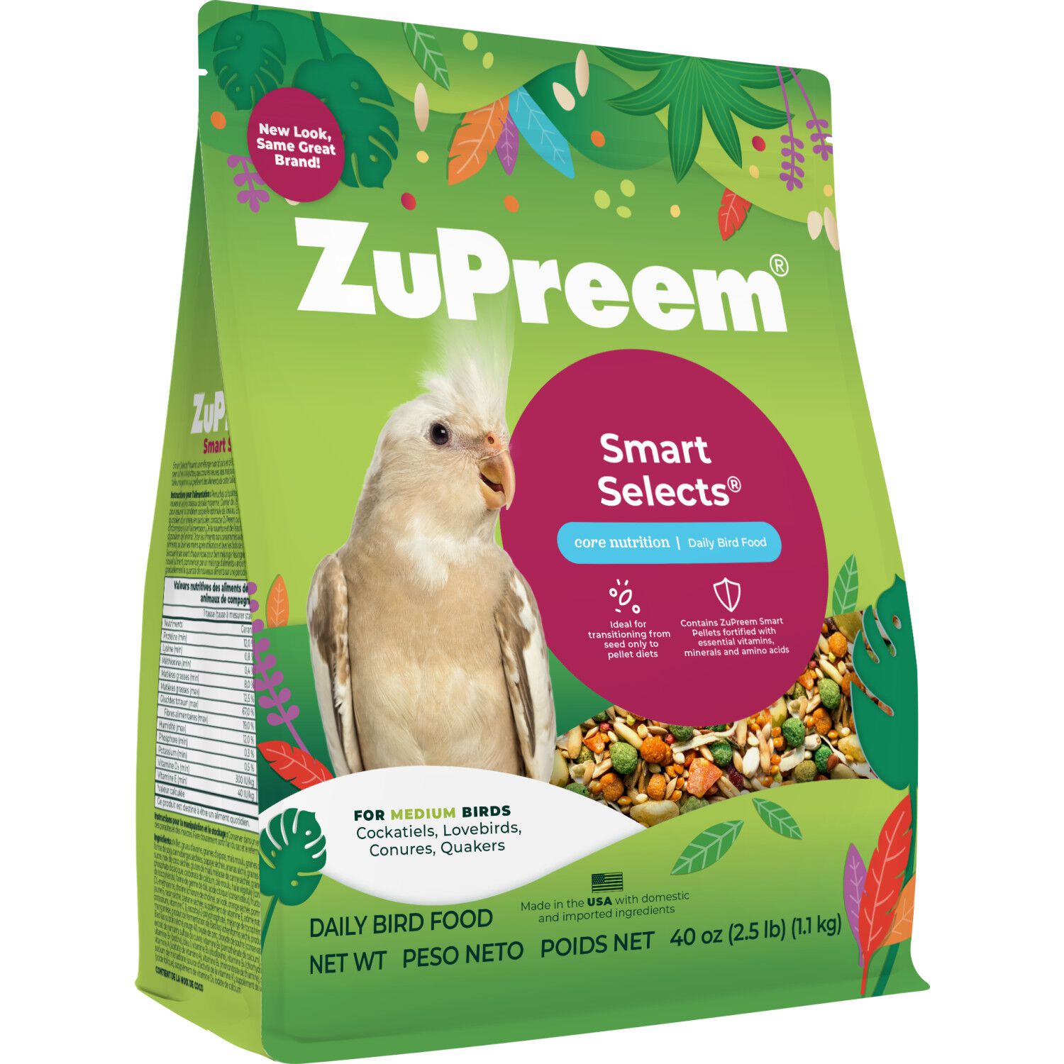 Zupreem Smart Selects Bird Food Cockatiels & Lovebirds, 2.5 Lb