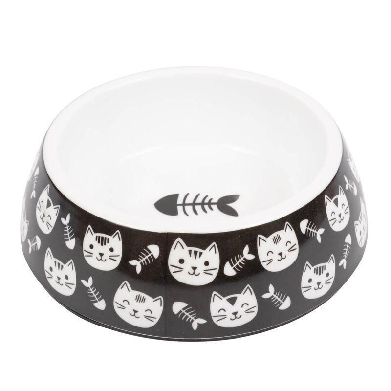 Kitty & Fish Bone Plastic Cat Bowl image number 1