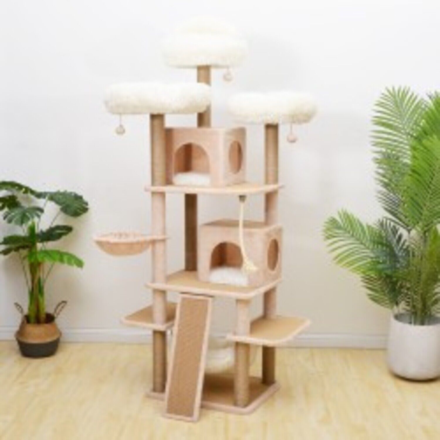 Catry Castle 7-Level Cat Tree With Cat Hammock, Scratching Post, And Playful Toys, 74.5"