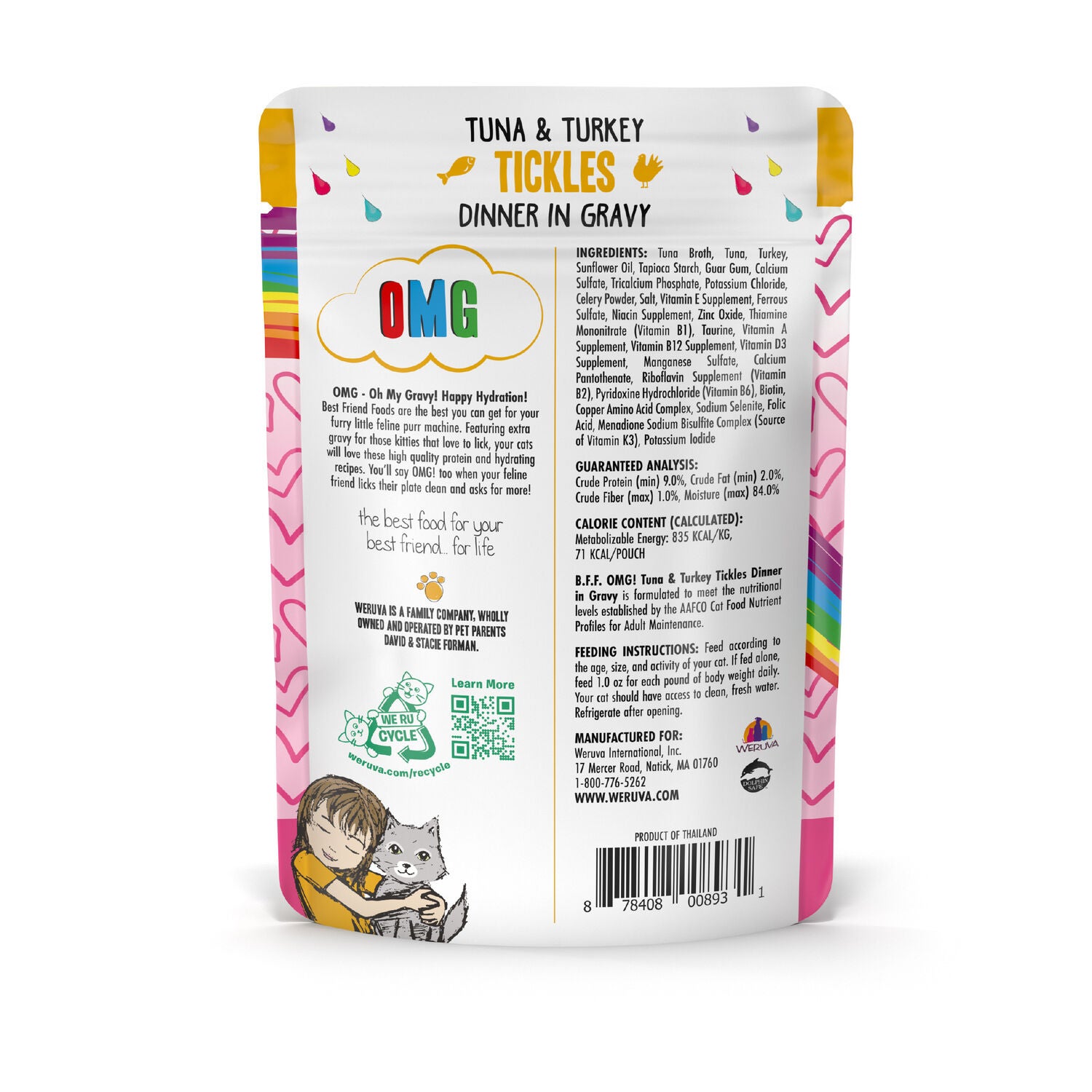Weruva Bff Omg Gravy Tuna & Turkey Tickles Wet Cat Food, 3-Oz Pouch