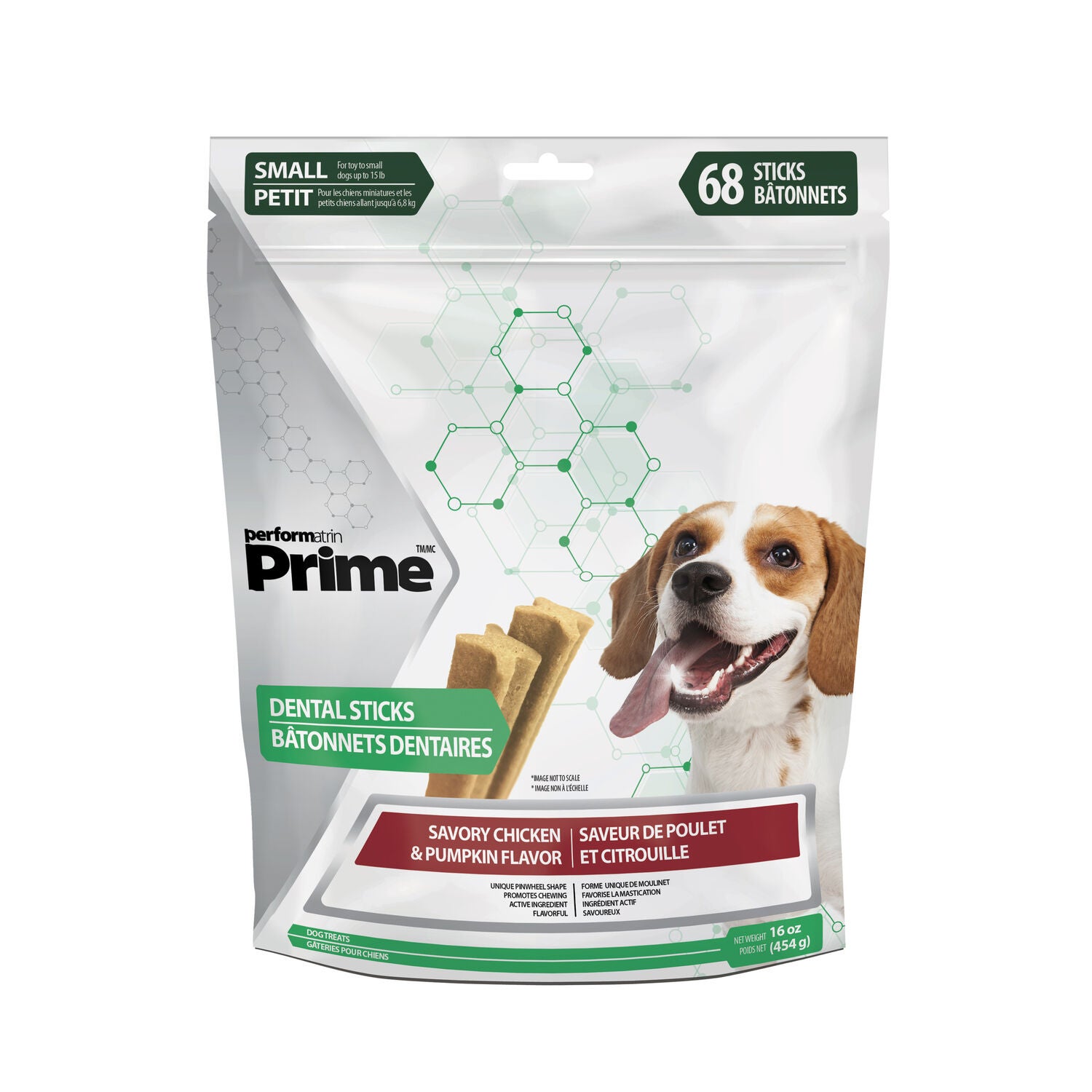 Performatrin Prime Dental Sticks Savory Chicken & Pumpkin Flavor Small Dog Treats, 16Oz/68 Sticks