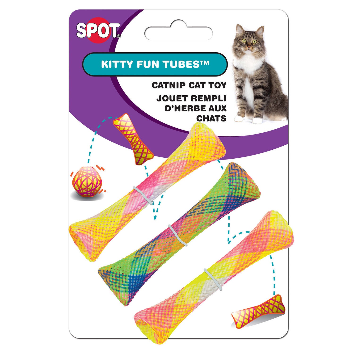 Spot Kitty Fun Tubes 3.25" Interactive Cat Toy, Assorted Colors