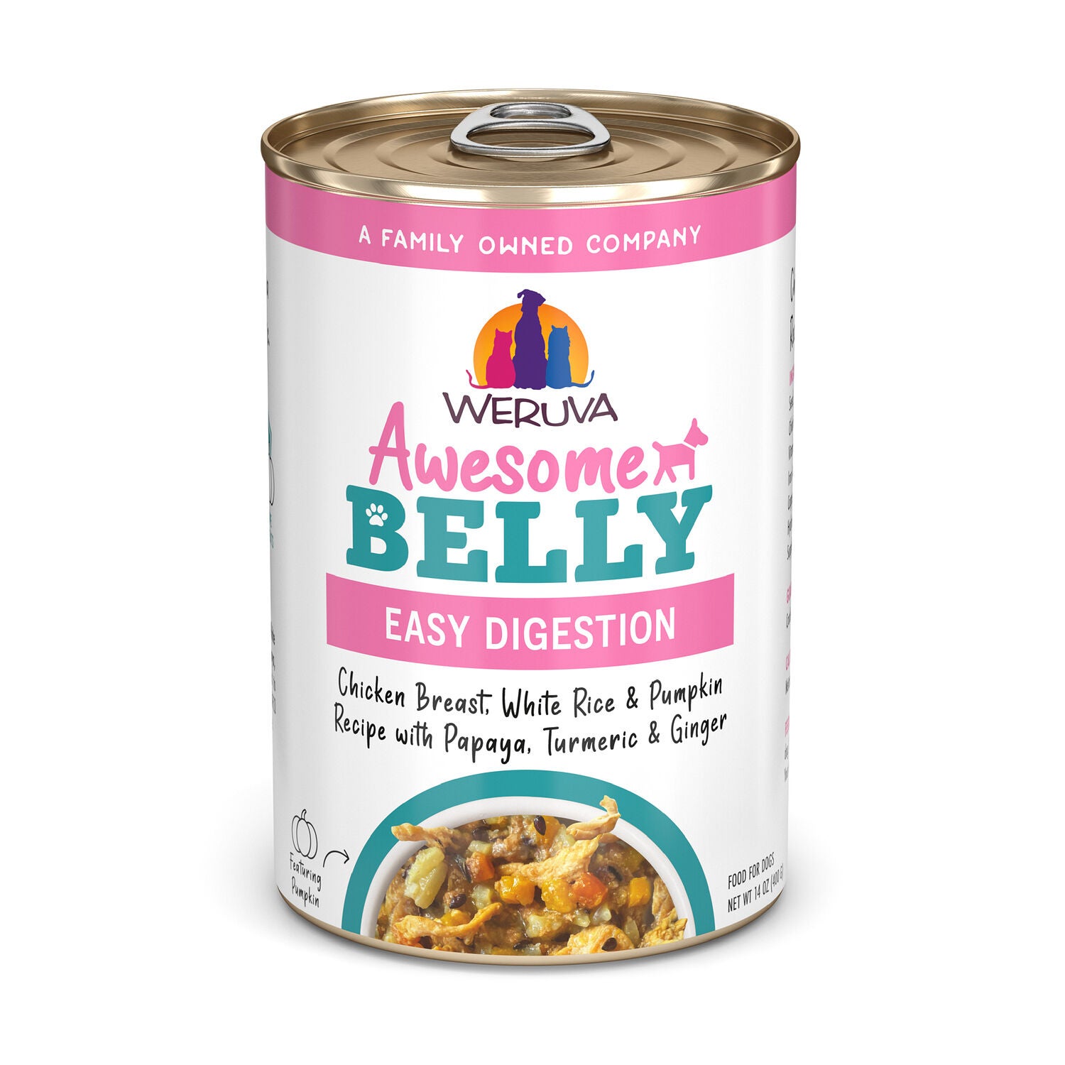 Weruva Awesome Belly Wet Dog Food; Chicken Breast, White Rice And Pumpkin Recipe With Papaya, Turmeric And Ginger, 14-Oz Pack Of 10