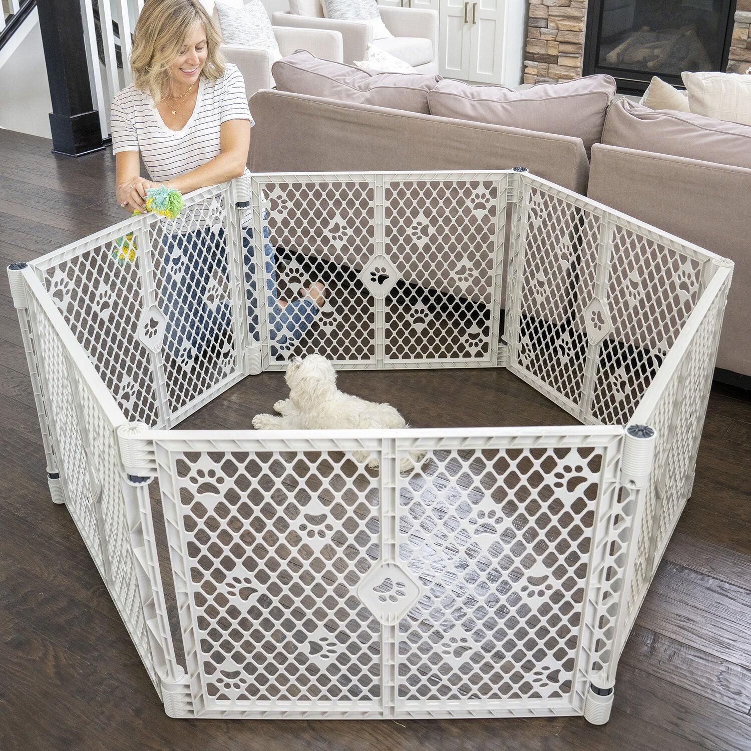 Mypet Paws Petyard 6-Panel Dog Exercise Pen, 26" High - Gray
