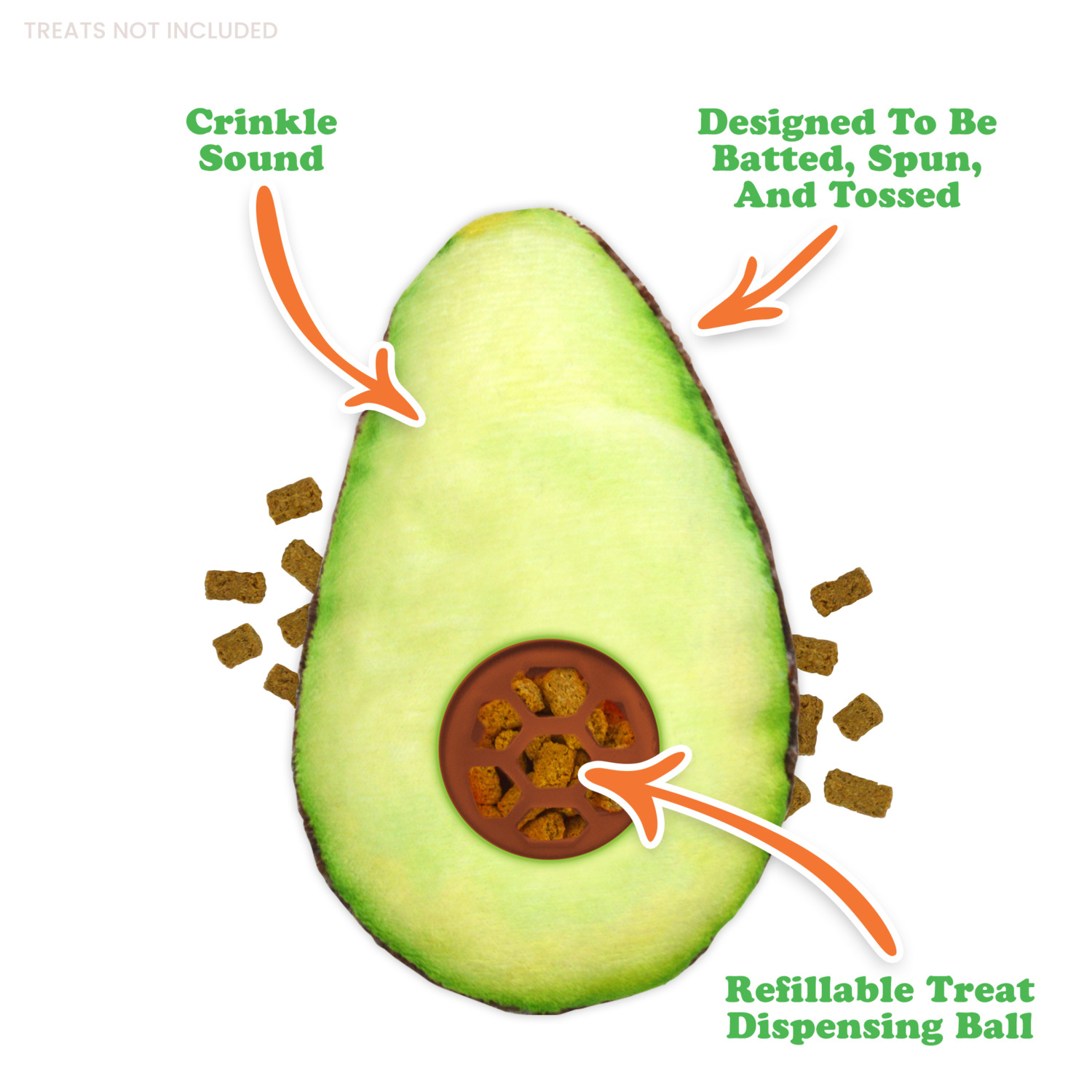 Meowijuana Knock N' Nibble Avocado Refillable Treat Dispensing Cat Toy