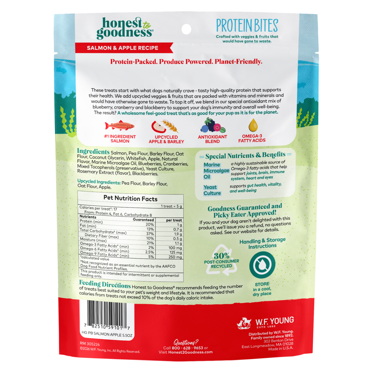 Honest To Goodness Salmon & Apple Upcycled Protein Bites Dog Treats, 5.5-Oz.
