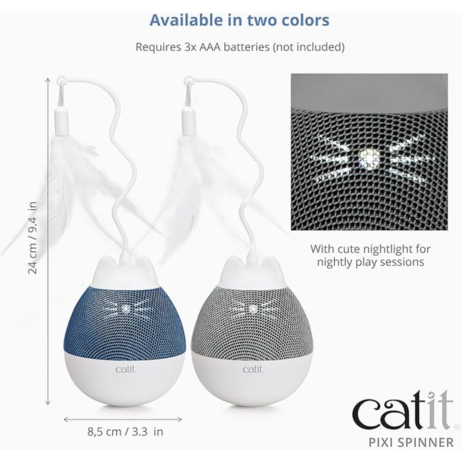 Catit Pixi Spinner Electronic Treat Dispensing Cat Toy, White/Grey