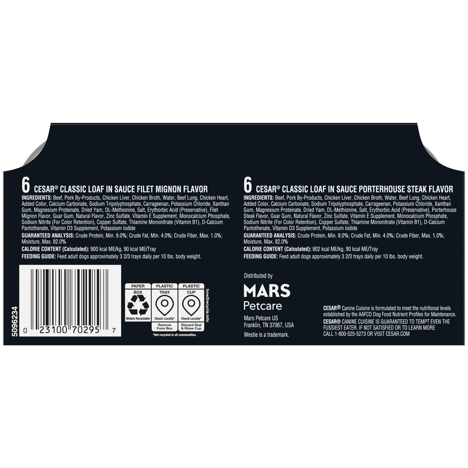 Cesar Filet Mignon & Porterhouse Steak Flavors Variety Pack Wet Dog Food, 3.5-Oz 12 Pack