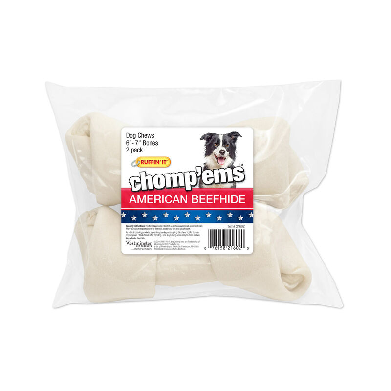 Chomp'Ems American Beefhide Flat Knot Bone Dog Treat image number 2