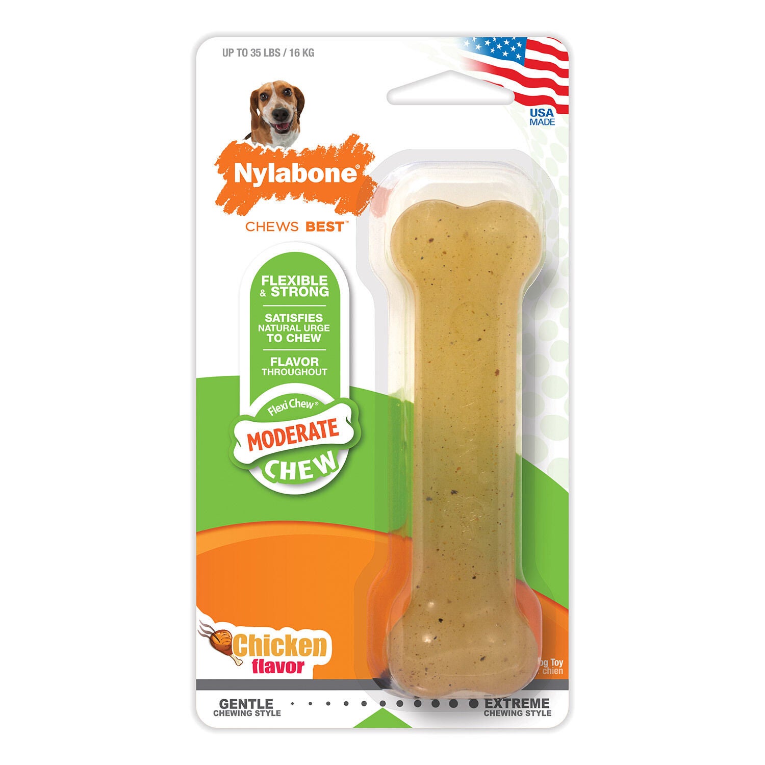 Nylabone Flexichew Bone Dog Chew Toy Chicken Flavor