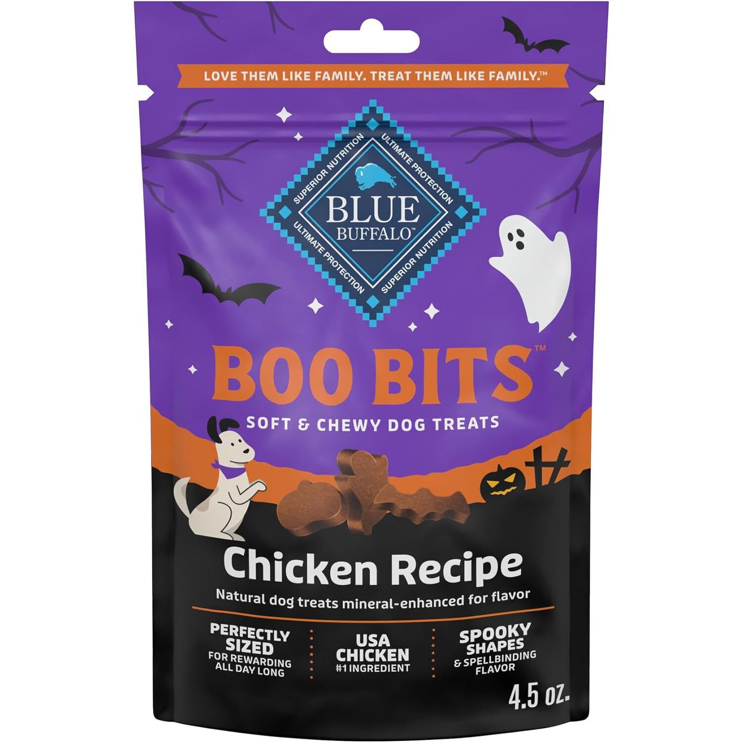 Blue Buffalo Boo Bits Soft & Chewy Halloween Dog Treats, Tasty Chicken Flavor, 4.5-Oz Bag