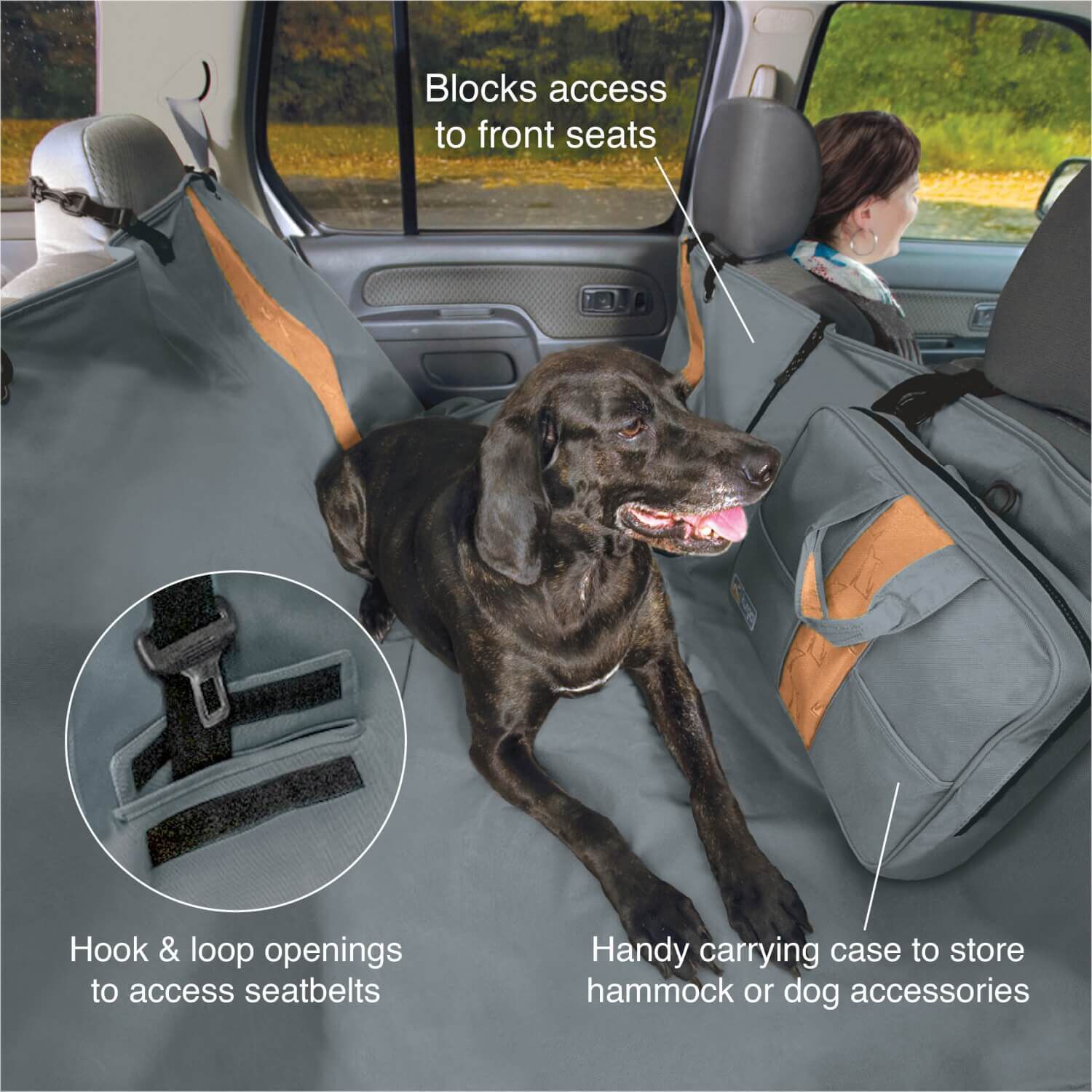 Kurgo ROVER EXTENDED DOGS HAMMOCK BLACK (160 cm wide Kurgo ROVER EXTENDED DOGS HAMMOCK BLACK (160 cm wide