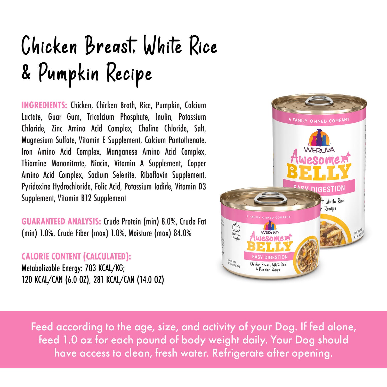 Weruva Awesome Belly Chicken Breast, White Rice & Pumpkin Recipe Wet Dog Food, 6-Oz Pack Of 8