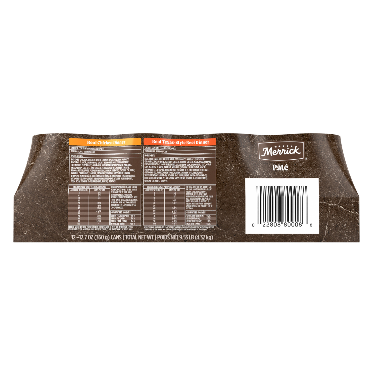 Merrick Grain-Free Premium And Natural Wet Dog Food, Real Beef And Chicken Variety Pack 12-12.7-Oz Cans