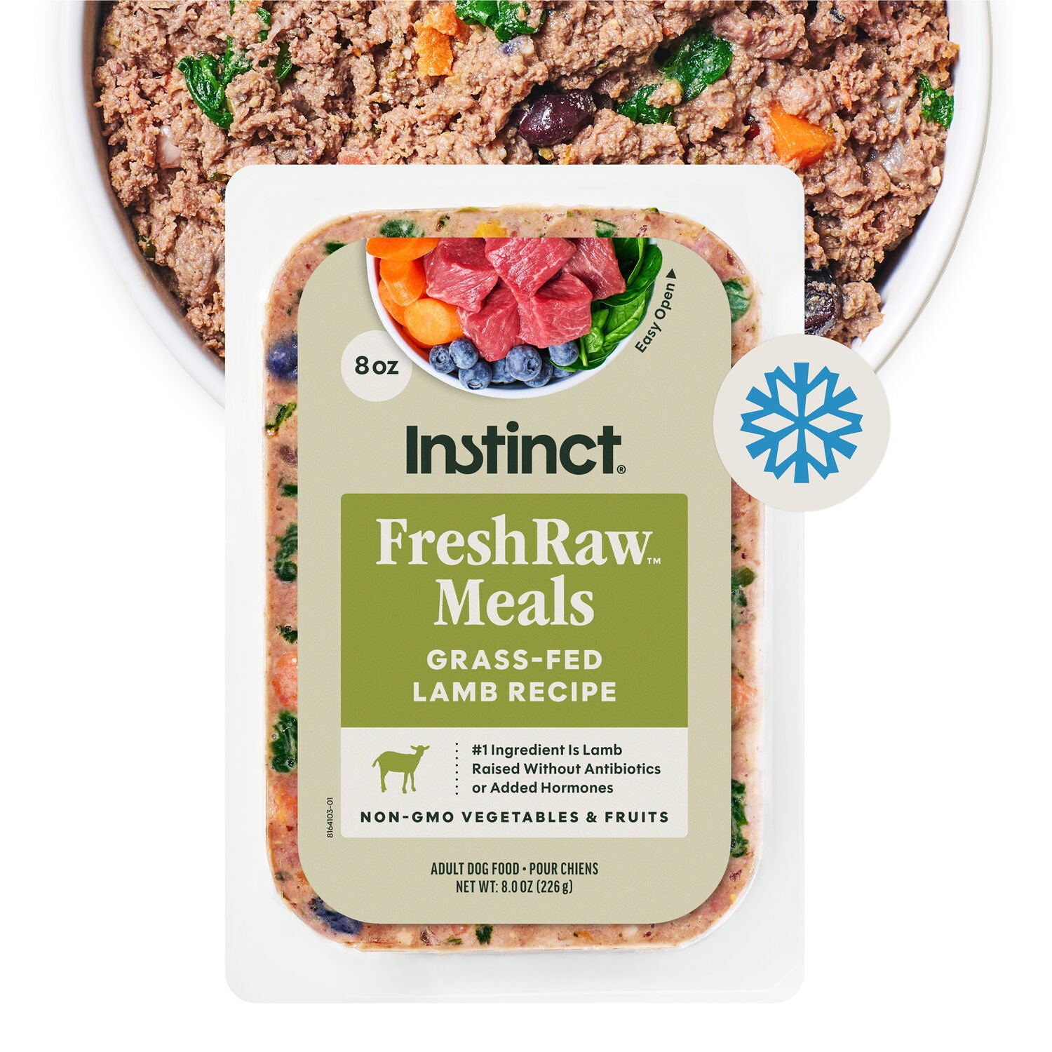 Instinct Freshraw Meals Grass-Fed Lamb Recipe Frozen Dog Food, 8-Oz Pack