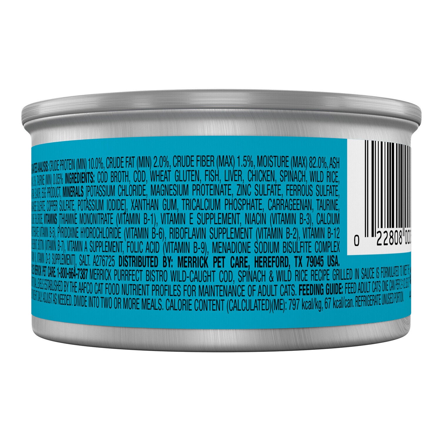 Merrick Purrfect Bistro Wild-Caught Cod, Spinach And Wild Rice Recipe Grilled Wet Adult Cat Food In Gravy, 3 Oz.
