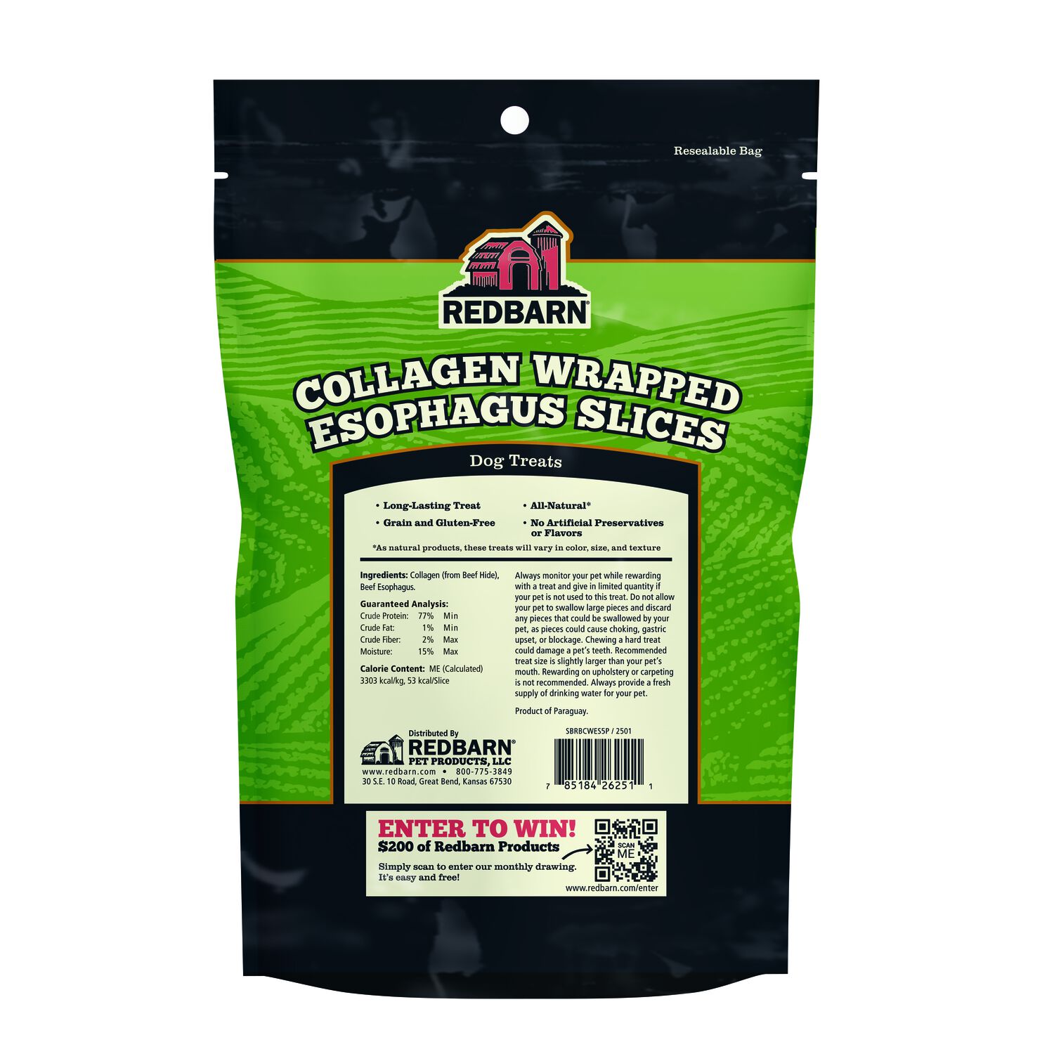 Redbarn Collagen Wrapped Esophagus Slice Natural Chew Dog Treats, 5-Pack