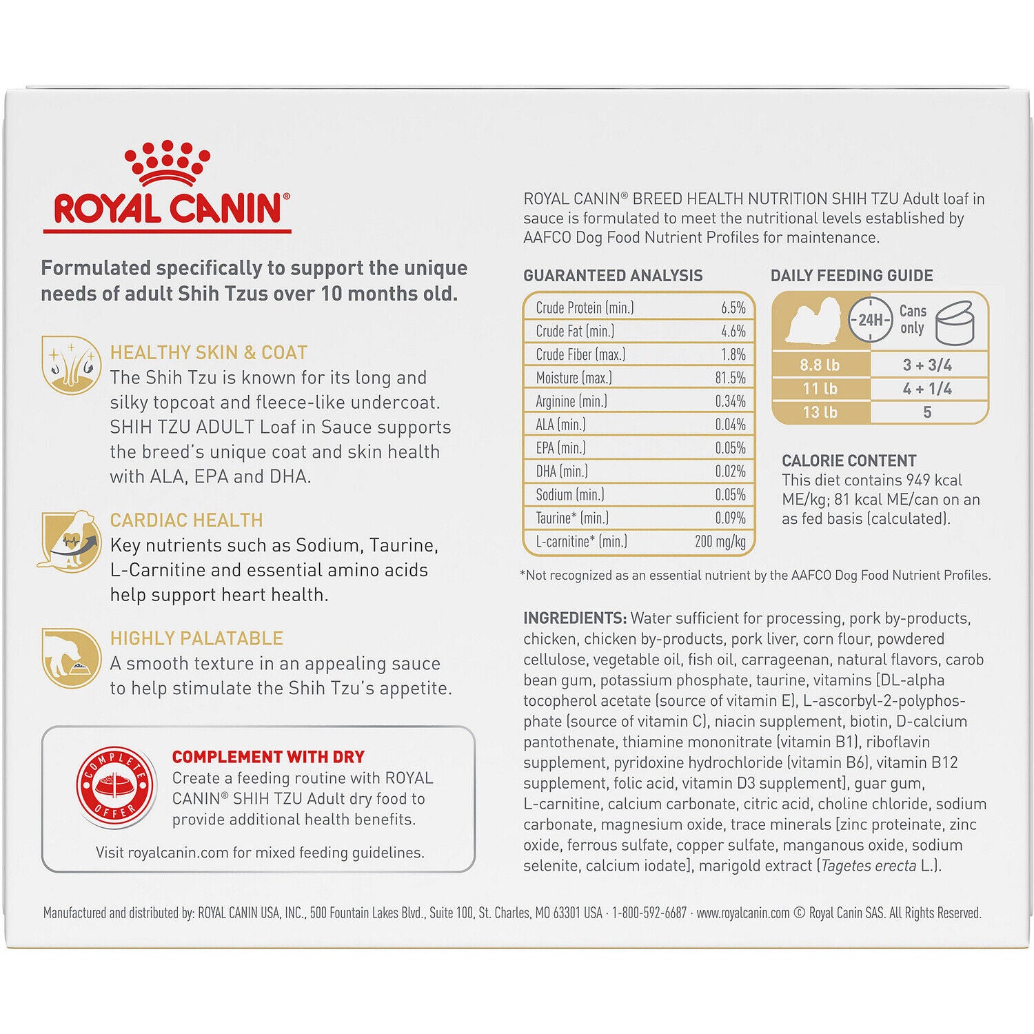 Royal Canin Breed Health Nutrition&reg; Shih Tzu Loaf In Sauce Wet Dog Food, 3Oz - 6 Pack