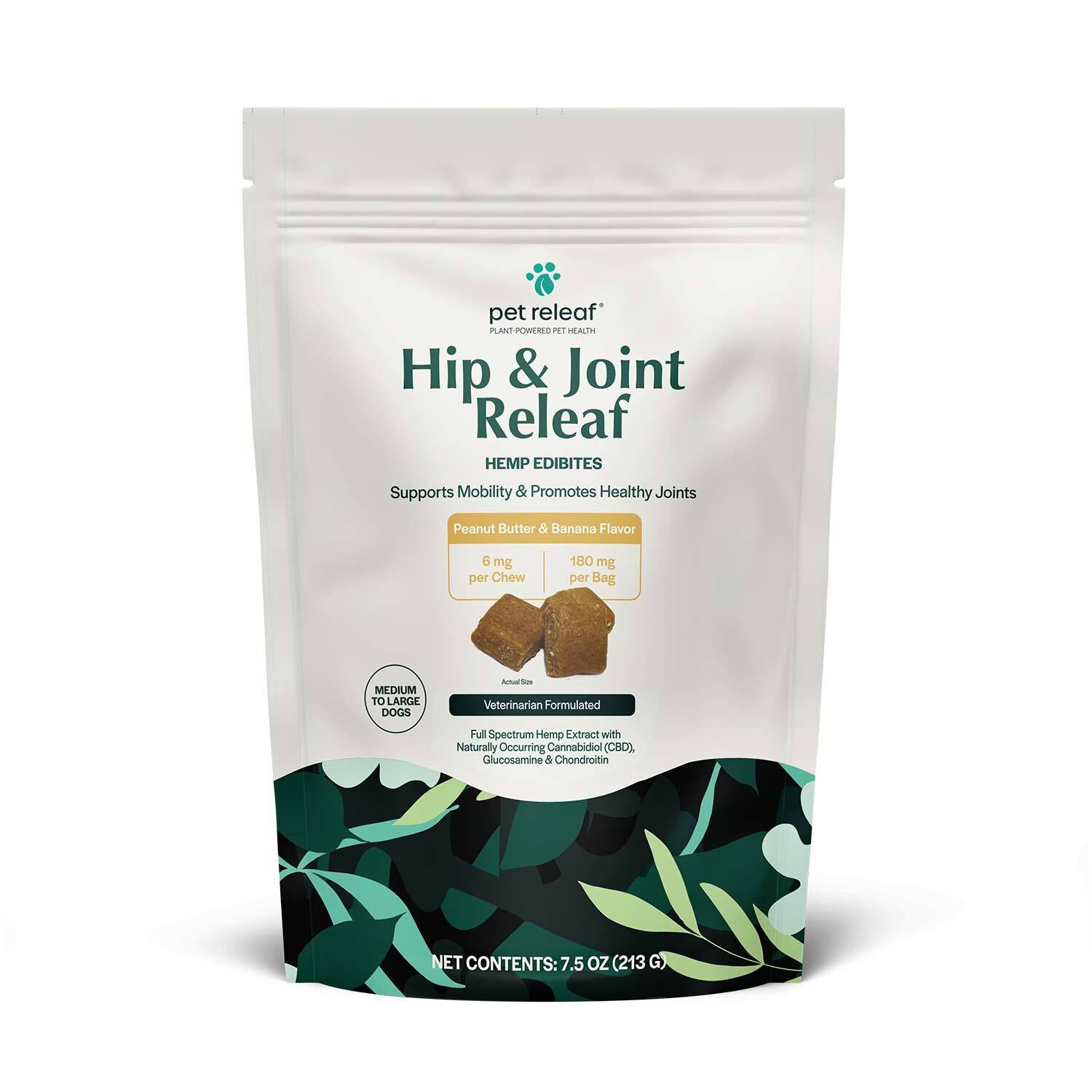 Pet Releaf Hip & Joint Releaf Cbd Edibites Dog Chews, , Peanut Butter Banana, 7.5 Oz