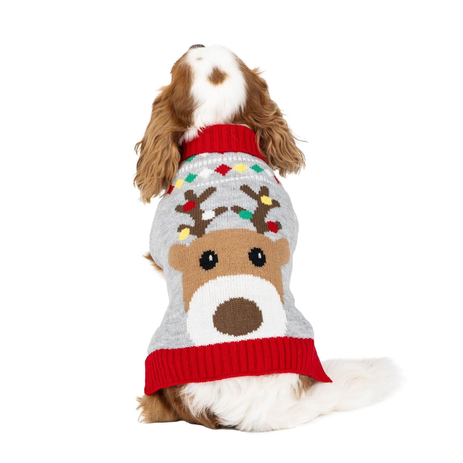 Simply Dog Grey Festive Reindeer Antler Dog Sweater 1XL Pet Supermarket