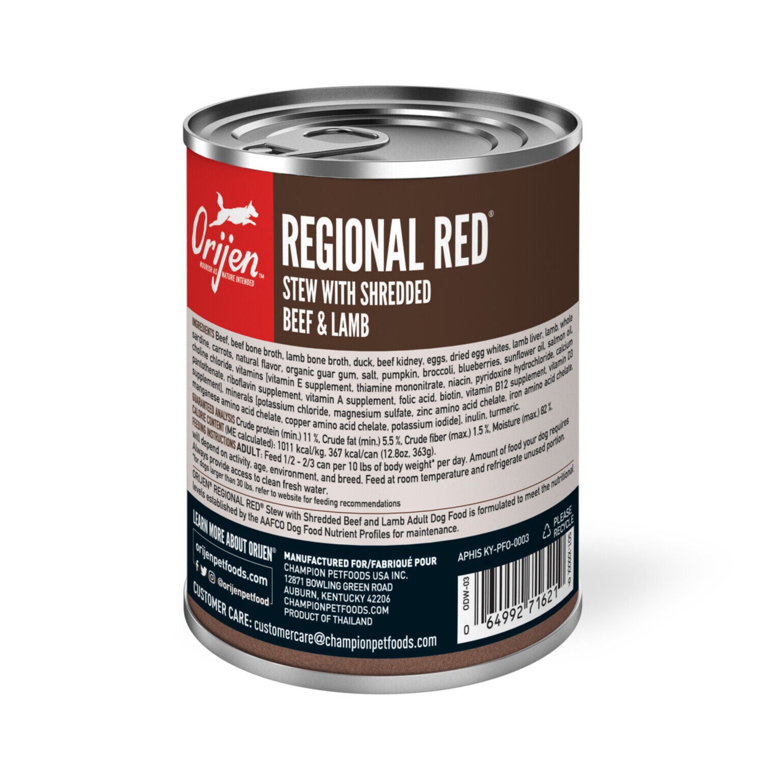 Orijen Real Meat Shreds Wet Dog Food, Regional Red Stew Recipe 12-Pack - 12.8-Oz Cans