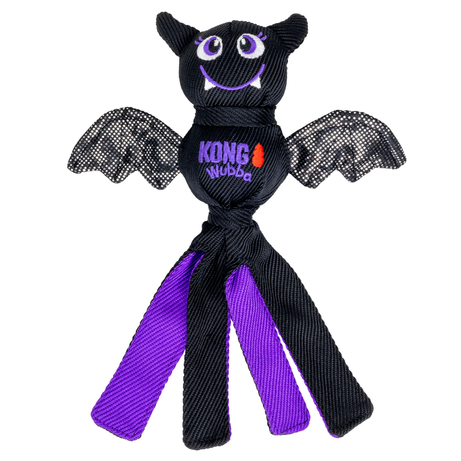 Kong Halloween Wubba Ballistic Bat Squeaky Tug Dog Toy, Purple, Small
