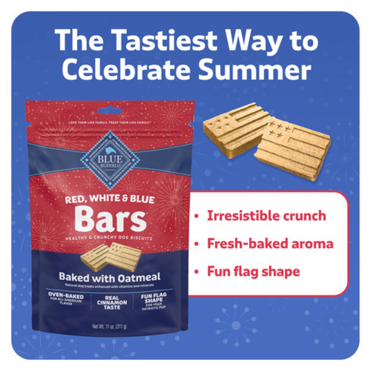 Blue Buffalo Red, White & Blue Bars Oven-Baked Crunchy Dog Treats, Pumpkin & Cinnamon Flavor, 11-Oz