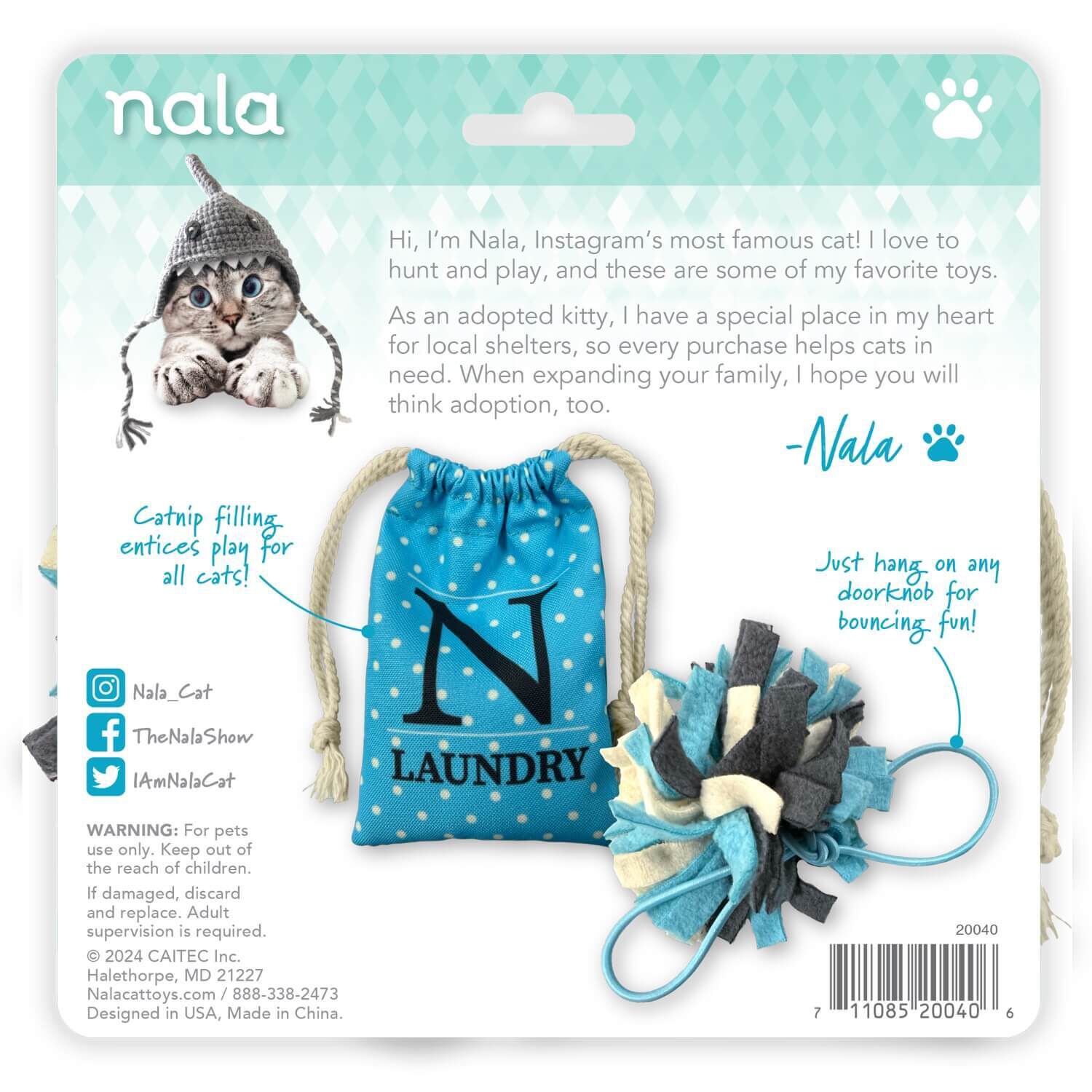 Nala Doorknob Dangler Catnip Cat Toy, 2 Pack