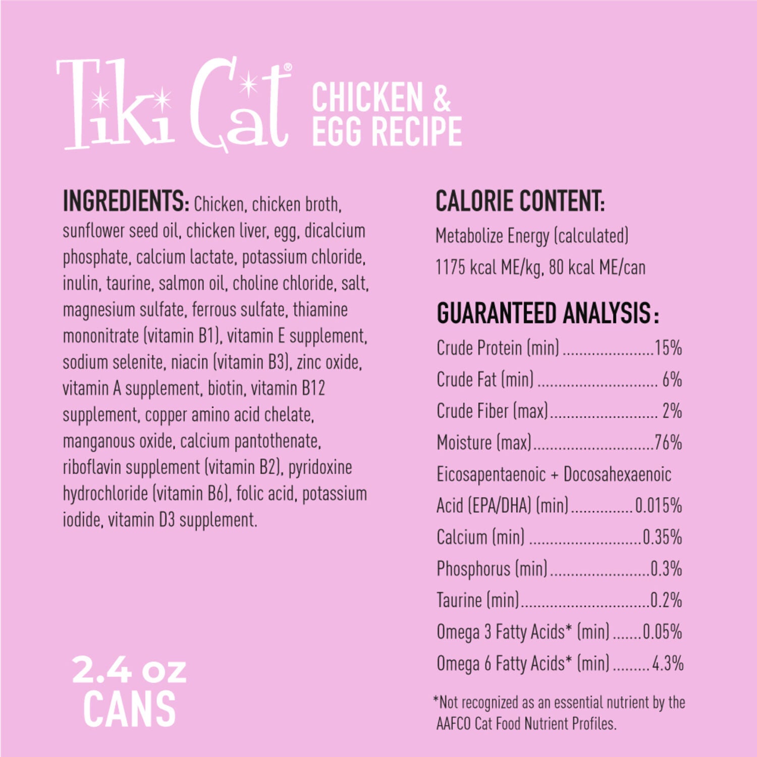 Tiki Cat Baby Wet Cat Food For Kittens, Chicken & Egg, 2.4-Oz Can
